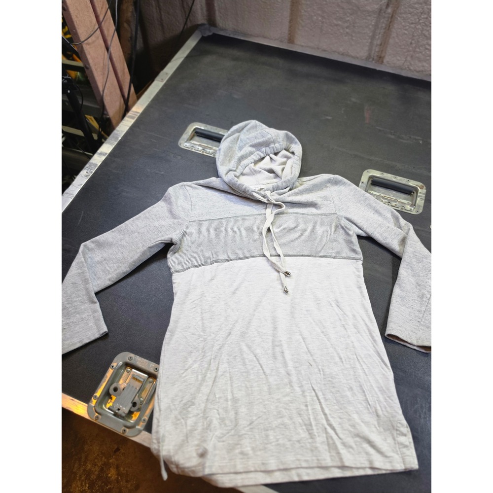 Maurices Womens XS Grey Colorblock Striped Pullover Hoodie Tunic Lightweight
